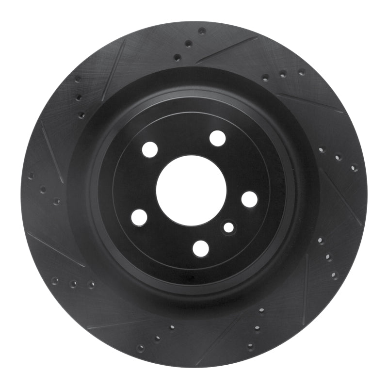 R1 Concepts 13-19 Mercedes-Benz GL350 Rear Left Drilled & Slotted Black Brake Rotor