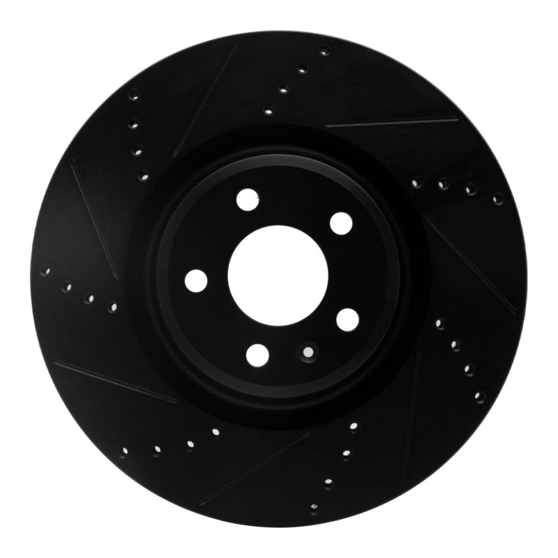 R1 Concepts 12-20 Audi A6 (USA/Canada) Front Left Drilled & Slotted Black Brake Rotor