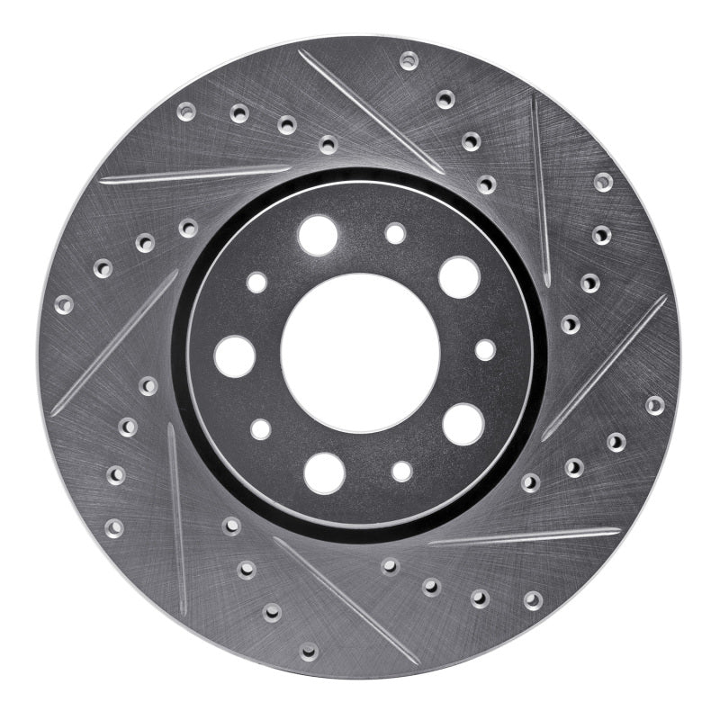 R1 Concepts 99-09 Volvo S60 Front Right Drilled & Slotted Silver Brake Rotor