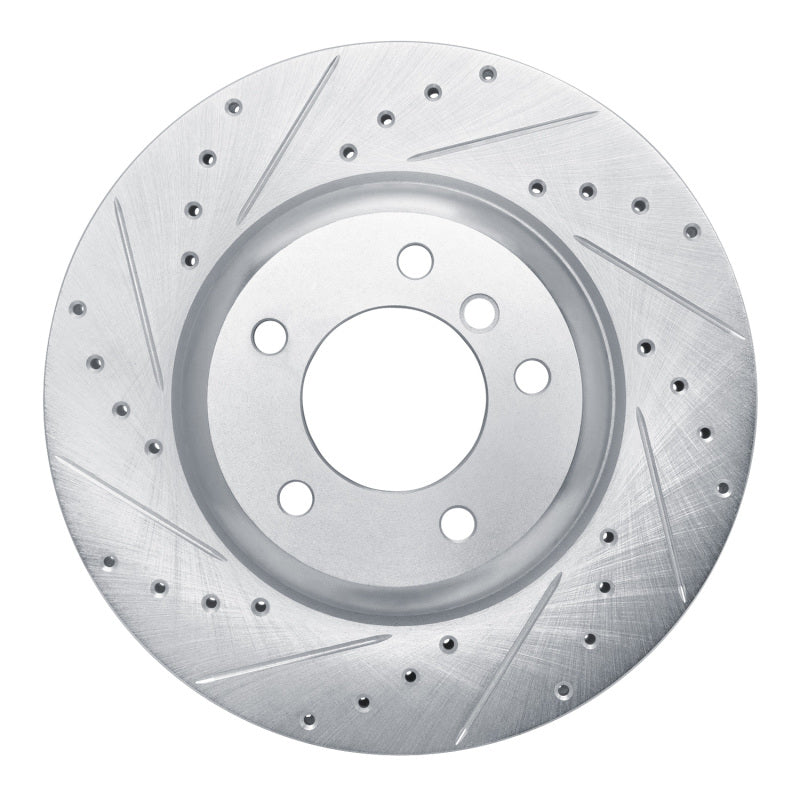 R1 Concepts 09-16 BMW Z4 Front Left Drilled & Slotted Silver Brake Rotor