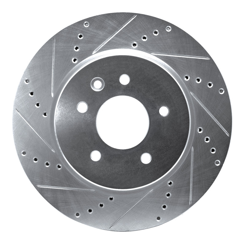 R1 Concepts 00-06 Jaguar XKR Rear Left Drilled & Slotted Silver Brake Rotor
