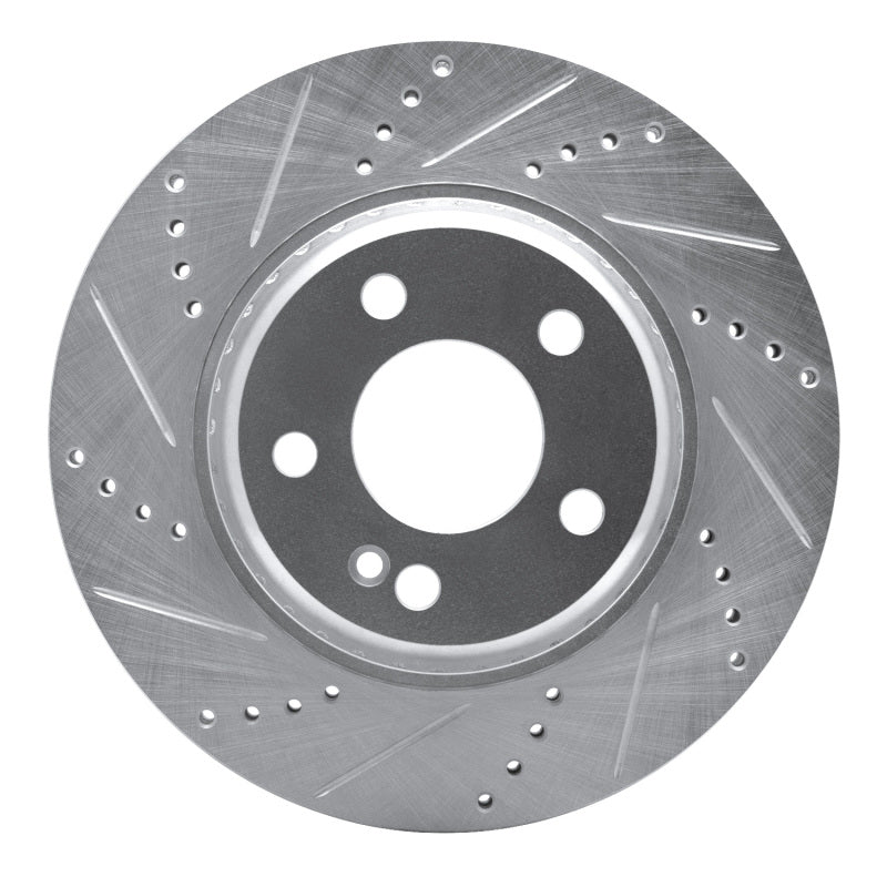 R1 Concepts 15-23 Mercedes-Benz C300 Sedan Rear Left Drilled & Slotted Silver Brake Rotor