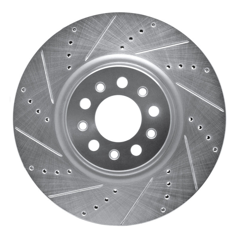 R1 Concepts 14-25 Alfa Romeo Tonale Front Left Drilled & Slotted Silver Brake Rotor