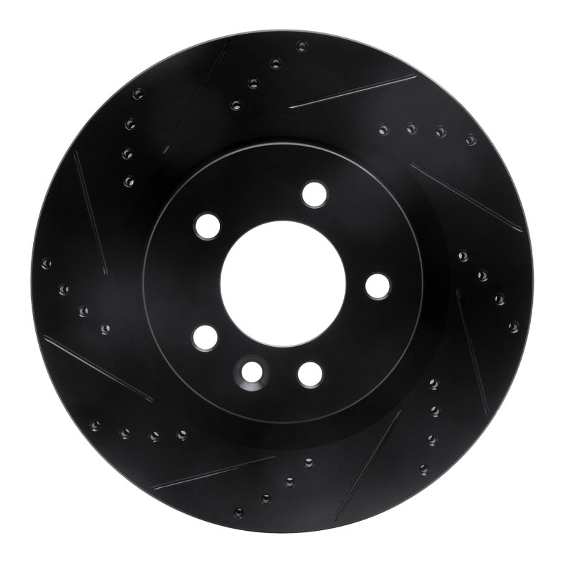 R1 Concepts 05-09 Land Rover LR3 Front Left Drilled & Slotted Black Brake Rotor