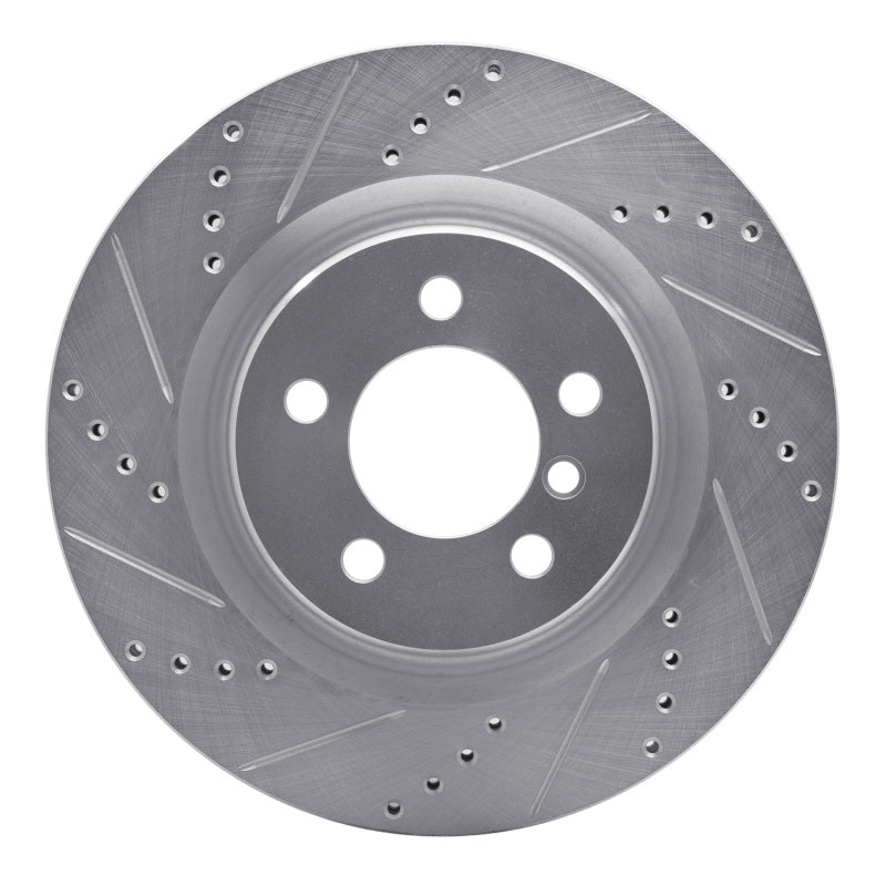 R1 Concepts 06-09 Land Rover Range Rover Front Left Drilled & Slotted Silver Brake Rotor