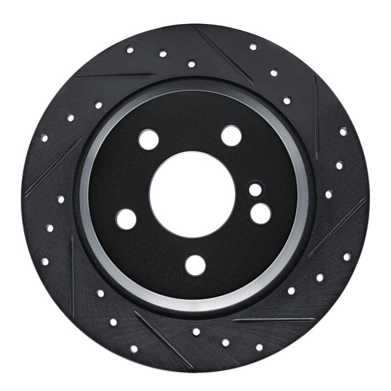 R1 Concepts 03-06 Mercedes-Benz SL500 Rear Right Drilled & Slotted Black Brake Rotor