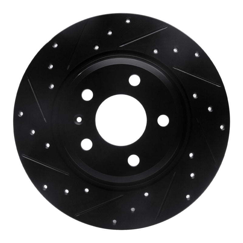 R1 Concepts 09-25 Audi A4 Left Drilled & Slotted Black Brake Rotor