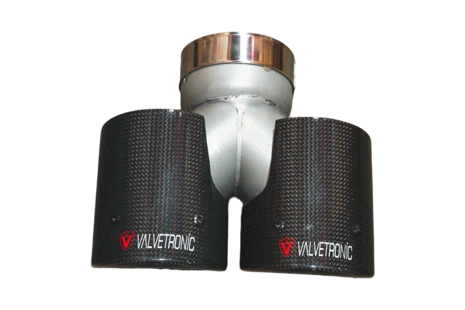 Valvetronic Designs - Single to Dual Outlet 1x1 Carbon Fiber Tip - 2.5" Inlet to 3.5" Outlet