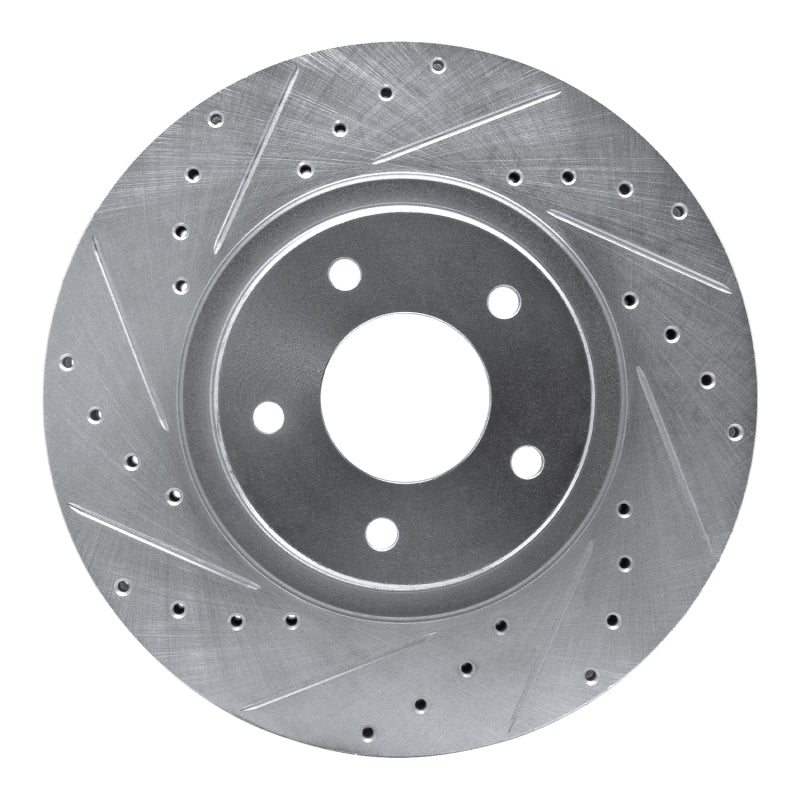 R1 Concepts 98-06 Jaguar XJR Front Left Drilled & Slotted Silver Brake Rotor
