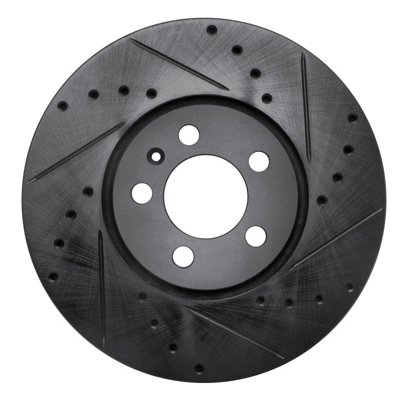 R1 Concepts 96-98 Volkswagen Jetta Sedan Front Right Drilled & Slotted Black Brake Rotor