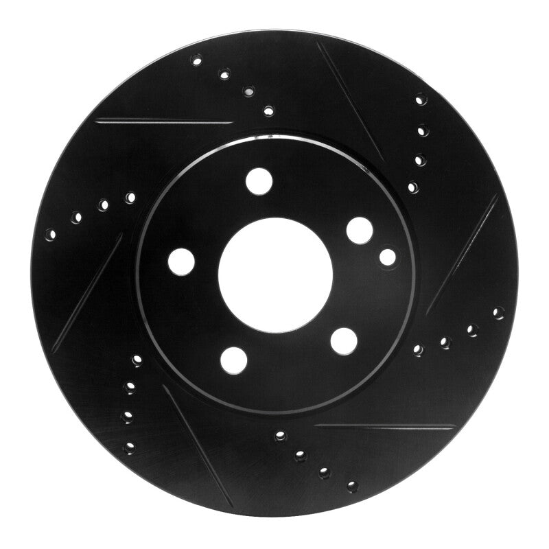 R1 Concepts 03-09 Mercedes-Benz E350 Front Right Drilled & Slotted Black Brake Rotor