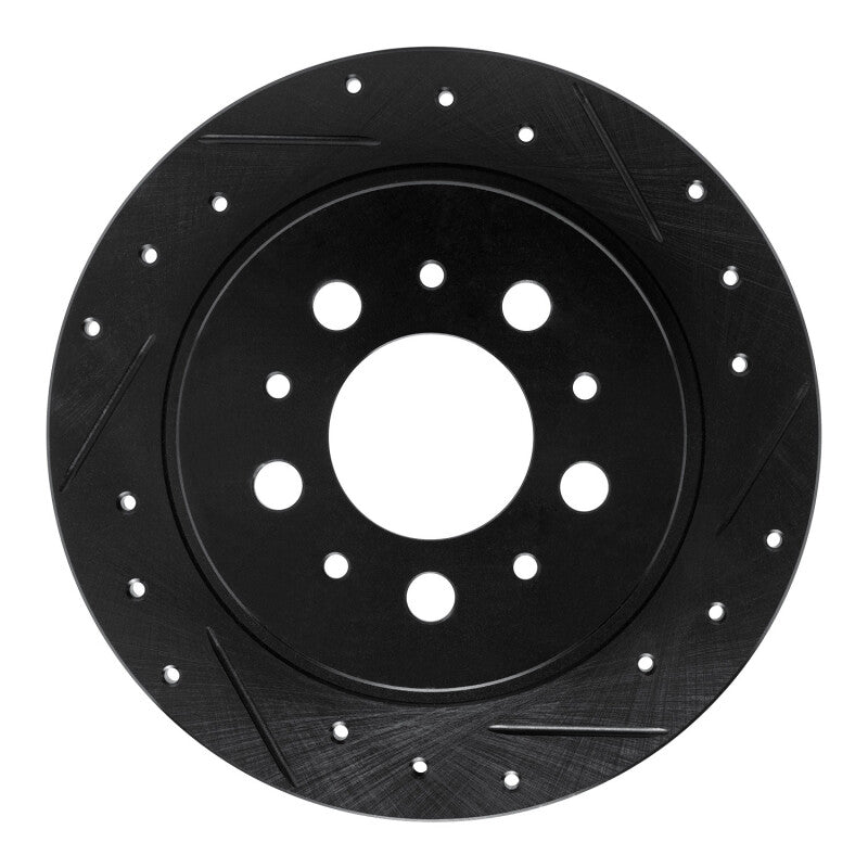 R1 Concepts 88-94 Volvo 760 Series Rear Right Drilled & Slotted Black Brake Rotor