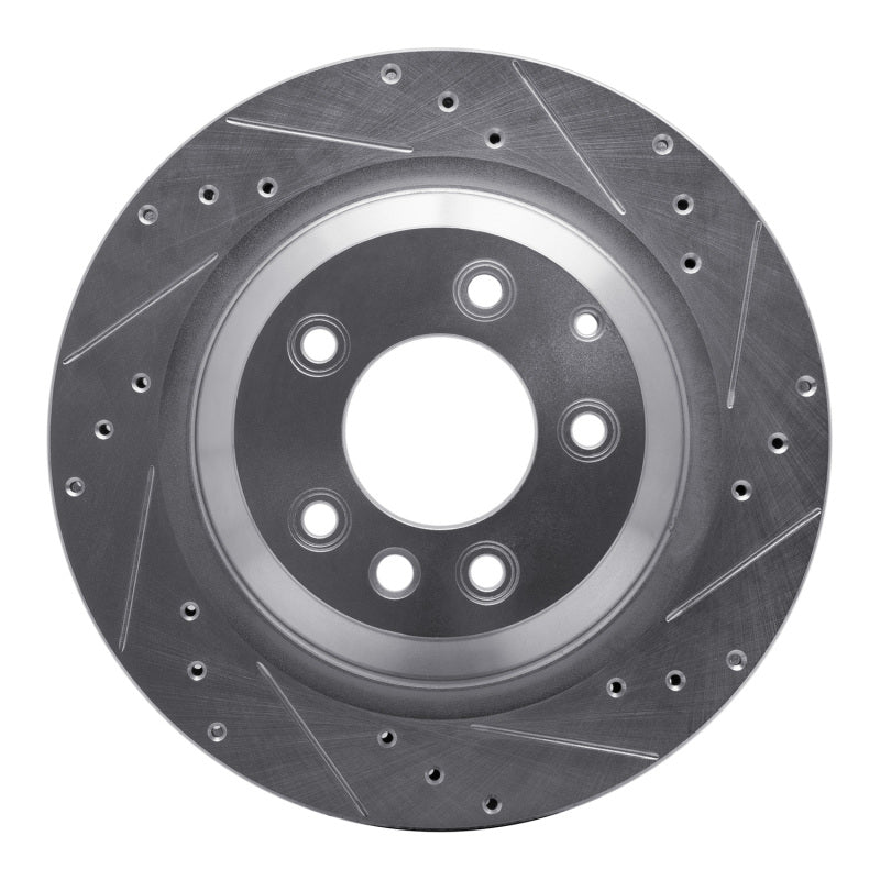 R1 Concepts 05-18 Porsche CAYENNE Rear Right Drilled & Slotted Silver Brake Rotor