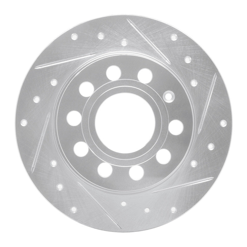 R1 Concepts 10-19 Audi A3 Rear Right Drilled & Slotted Silver Brake Rotor