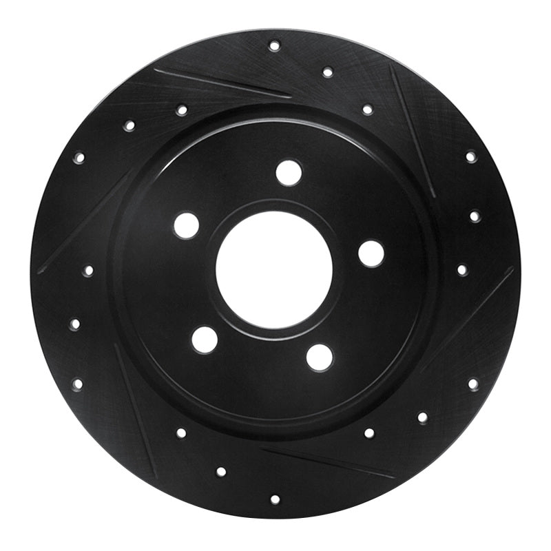 R1 Concepts 04-13 Volvo V50 Rear Right Drilled & Slotted Black Brake Rotor