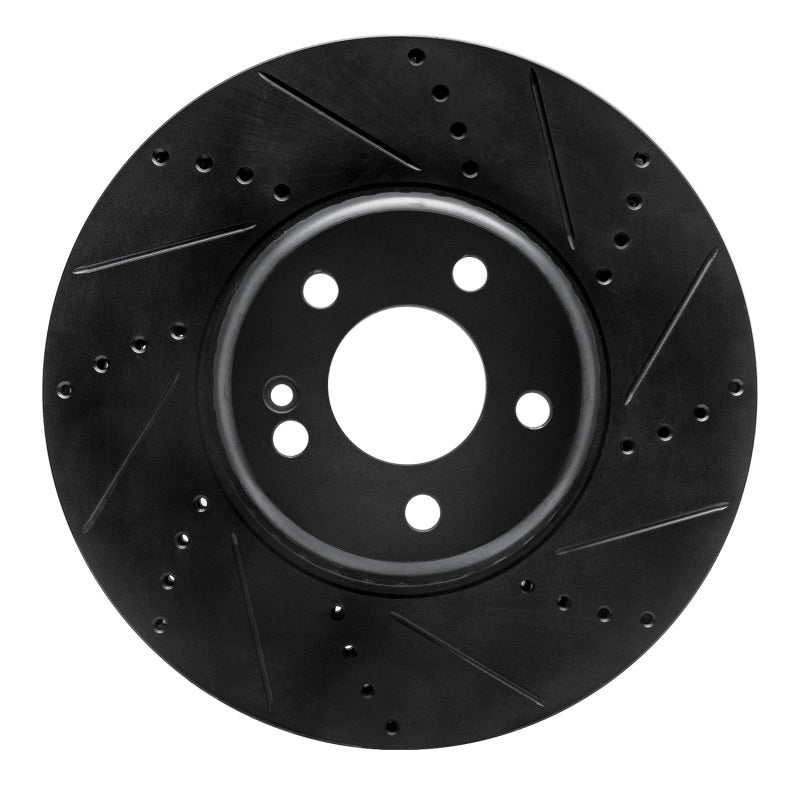 R1 Concepts 15-23 Mercedes-Benz E250 Front Right Drilled & Slotted Black Brake Rotor