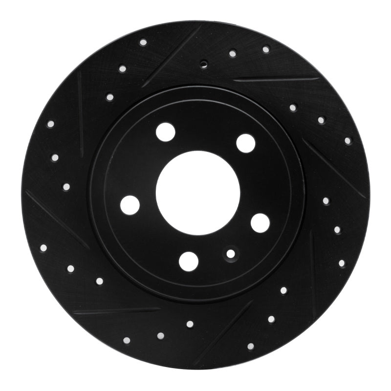 R1 Concepts 00-09 Audi A4 Quattro Rear Left Drilled & Slotted Black Brake Rotor