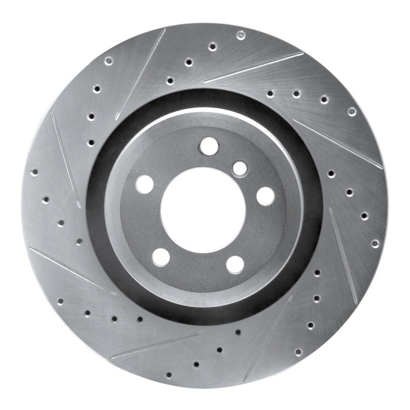 R1 Concepts 07-08 BMW ALPINA B7 Rear Left Drilled & Slotted Silver Brake Rotor