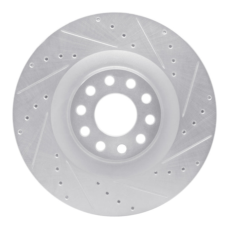 R1 Concepts 01-03 Audi S8 Front Right Drilled & Slotted Silver Brake Rotor