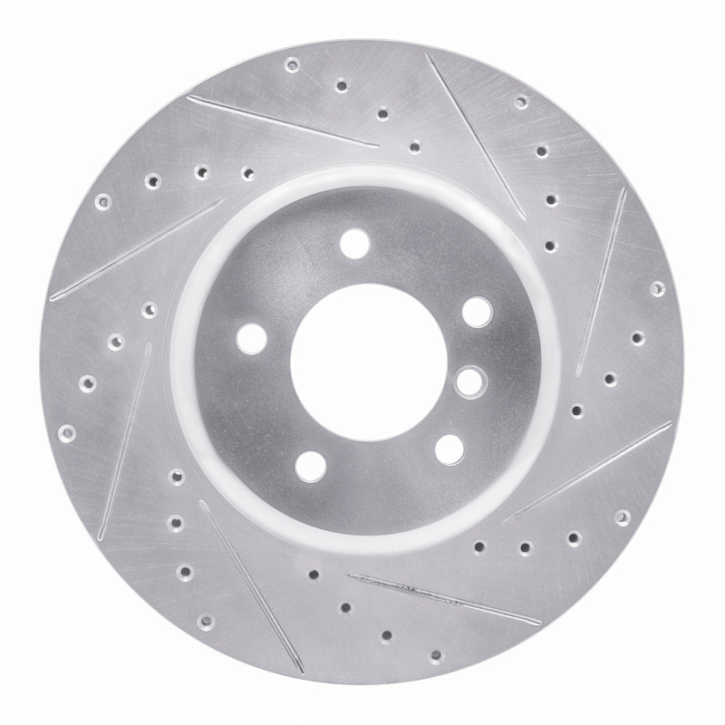 R1 Concepts 11-16 BMW Z4 Front Right Drilled & Slotted Silver Brake Rotor