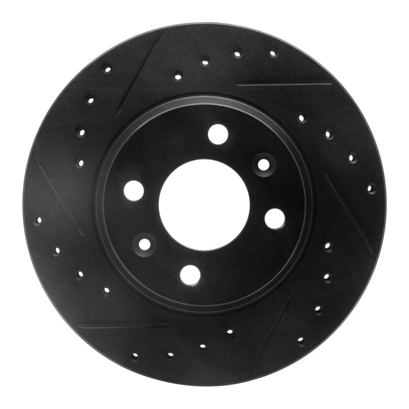 R1 Concepts 87-93 Saab 9000 Front Left Drilled & Slotted Black Brake Rotor