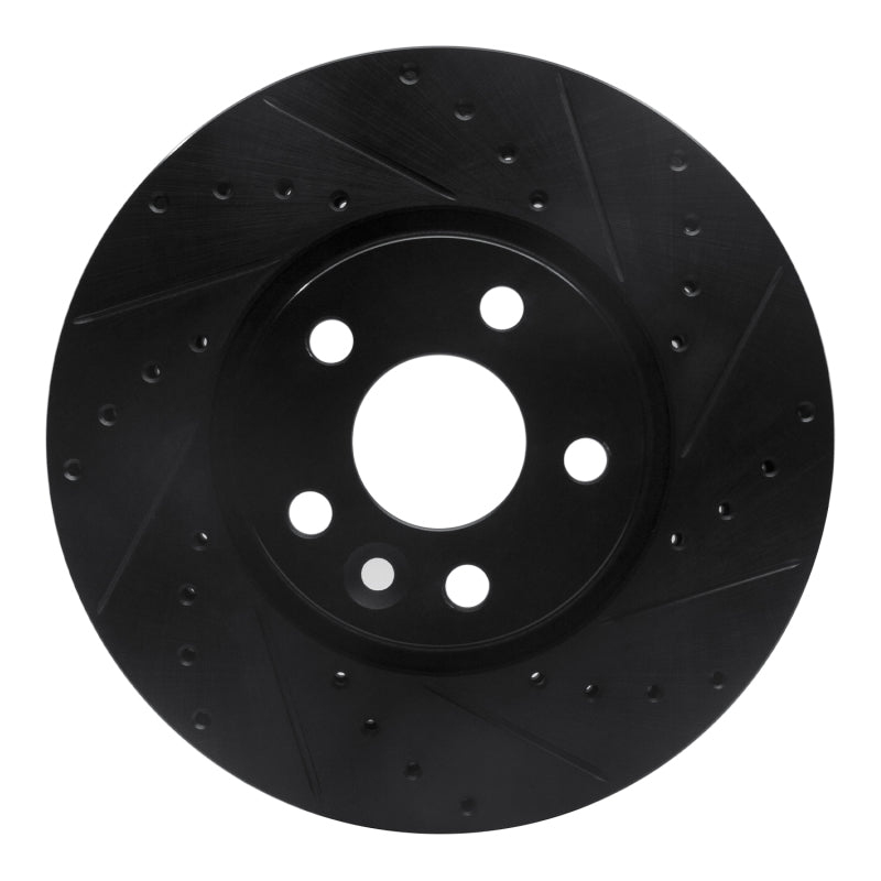 R1 Concepts 07-18 Land Rover Range Rover Evoque Front Right Drilled & Slotted Black Brake Rotor