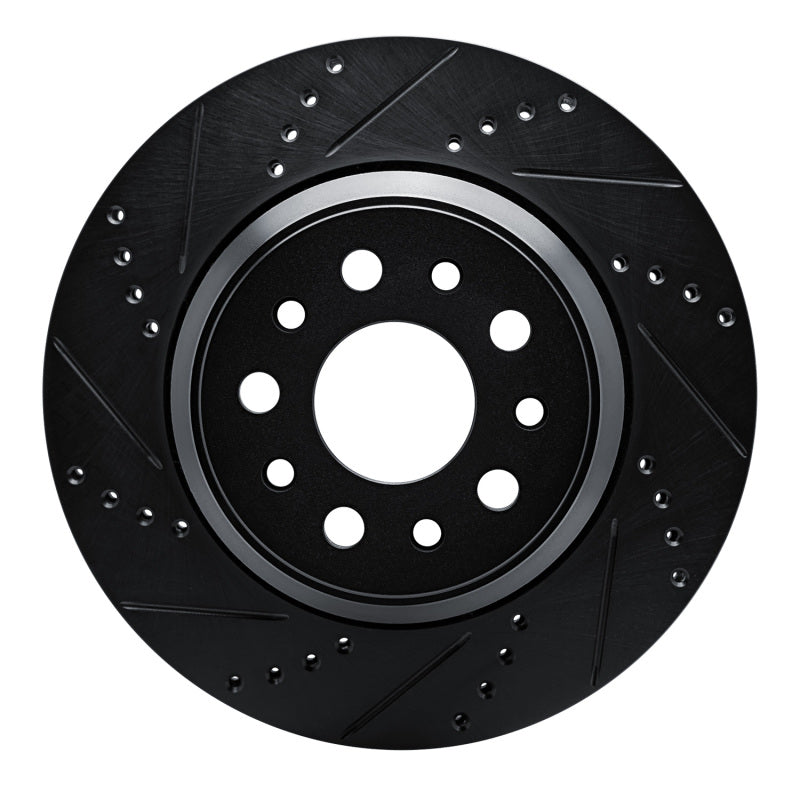 R1 Concepts 14-16 Maserati Ghibli Rear Left Drilled & Slotted Black Brake Rotor