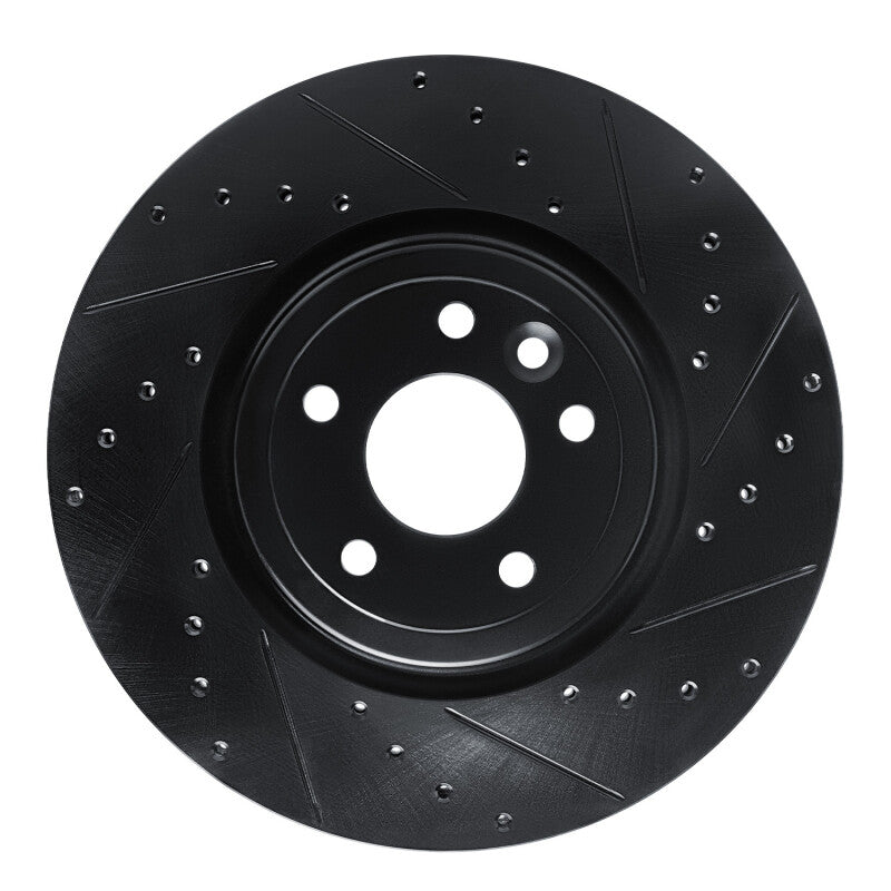 R1 Concepts 17-20 Jaguar XF Front Right Drilled & Slotted Black Brake Rotor
