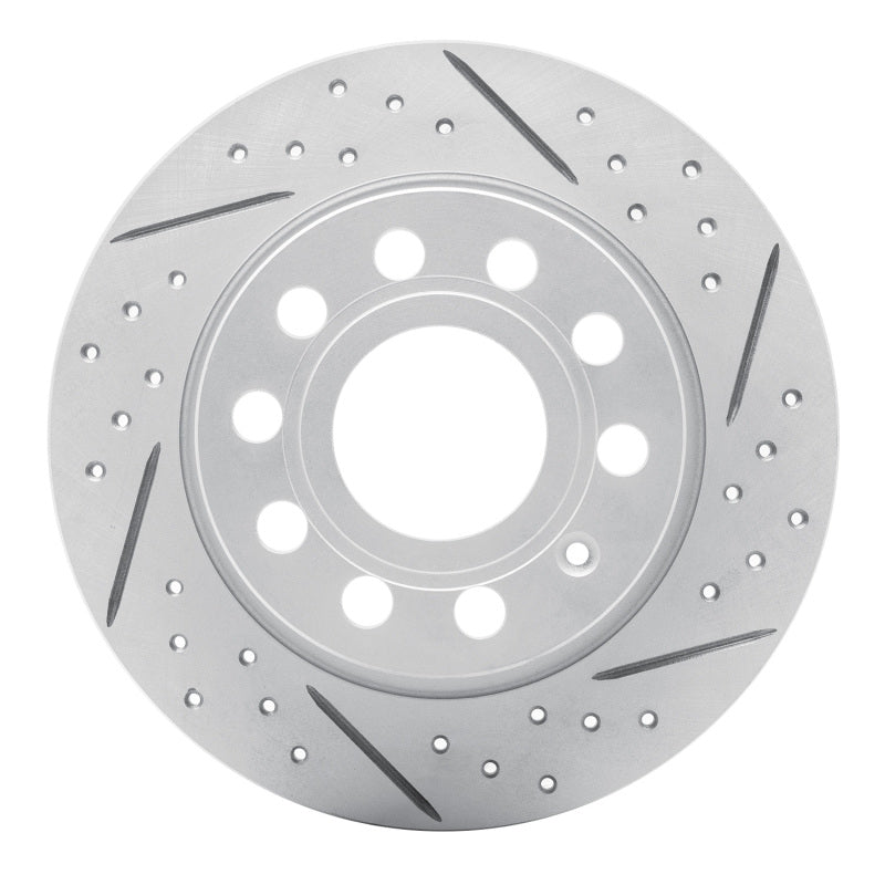 R1 Concepts 10-19 Audi A3 Rear Right Drilled & Slotted Geo-Carbon Rotor