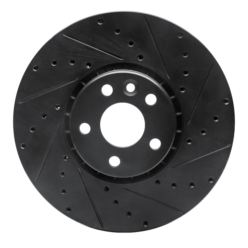 R1 Concepts 10-16 Volvo XC60 Front Right Drilled & Slotted Black Brake Rotor