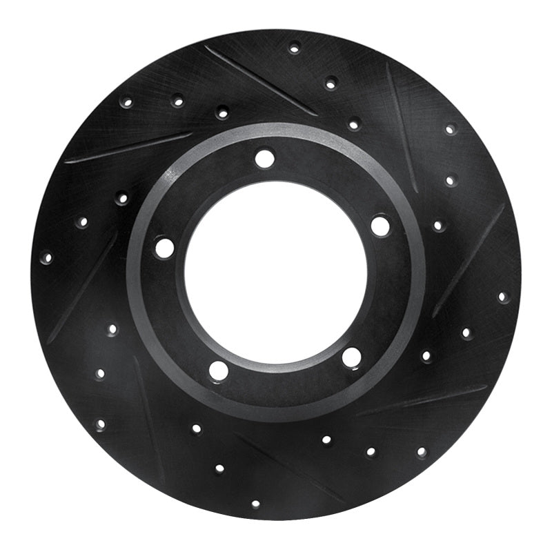 R1 Concepts 74-99 Land Rover Defender 110 Front Right Drilled & Slotted Black Brake Rotor