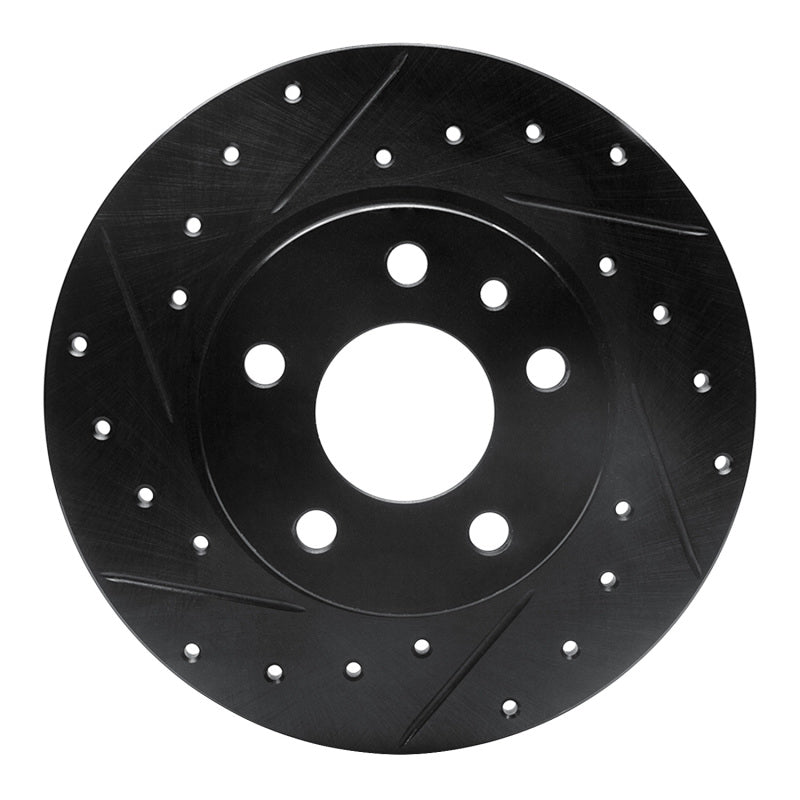 R1 Concepts 91-95 Alfa Romeo 164 Rear Left Drilled & Slotted Black Brake Rotor