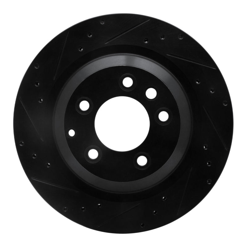 R1 Concepts 05-18 Porsche Cayenne Rear Left Drilled & Slotted Black Brake Rotor