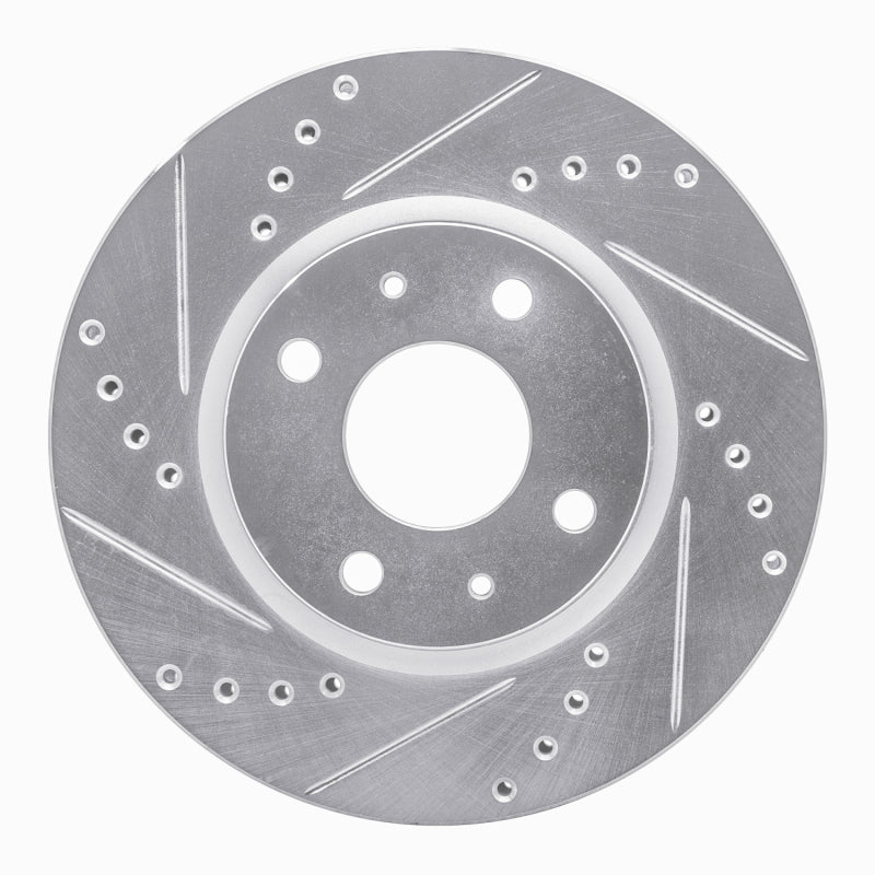 R1 Concepts 83-93 Jaguar XJS Rear Left Drilled & Slotted Silver Brake Rotor