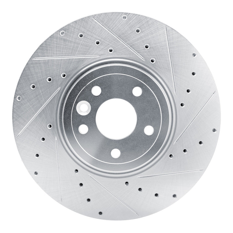 R1 Concepts 16-24 Jaguar XF Front Right Drilled & Slotted Silver Brake Rotor