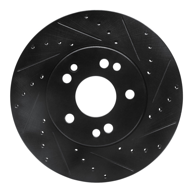 R1 Concepts 90-95 Mercedes-Benz 300CE Front Right Drilled & Slotted Black Brake Rotor