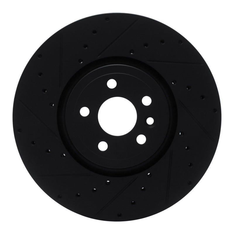 R1 Concepts 2017-2020 Jaguar F-Pace Front Left Drilled & Slotted Black Brake Rotor