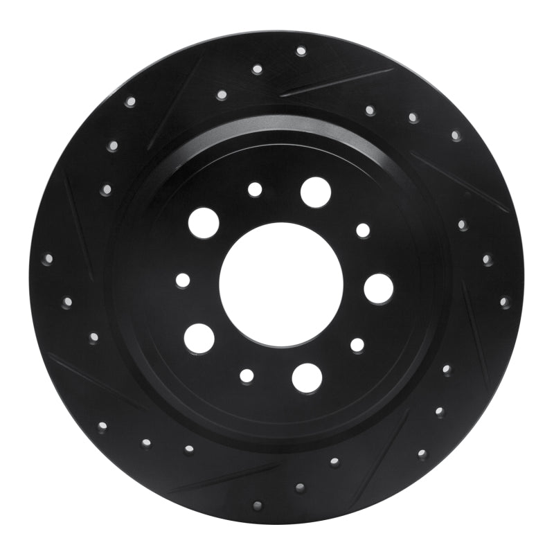 R1 Concepts 99-09 Volvo V70 Rear Left Drilled & Slotted Black Brake Rotor