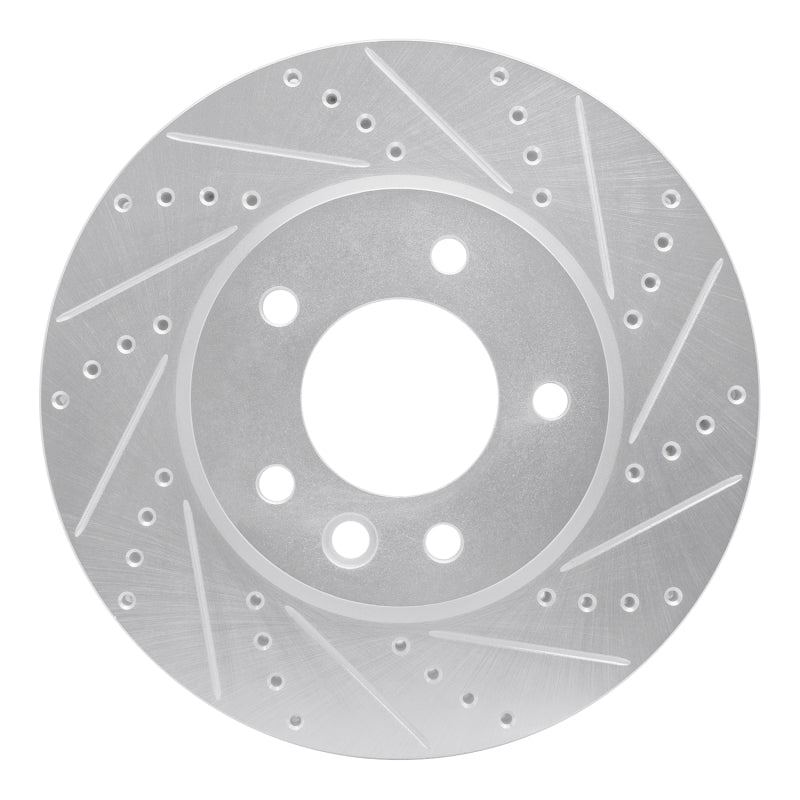 R1 Concepts 03-18 Porsche Cayenne Right Front Drilled & Slotted Silver Brake Rotor