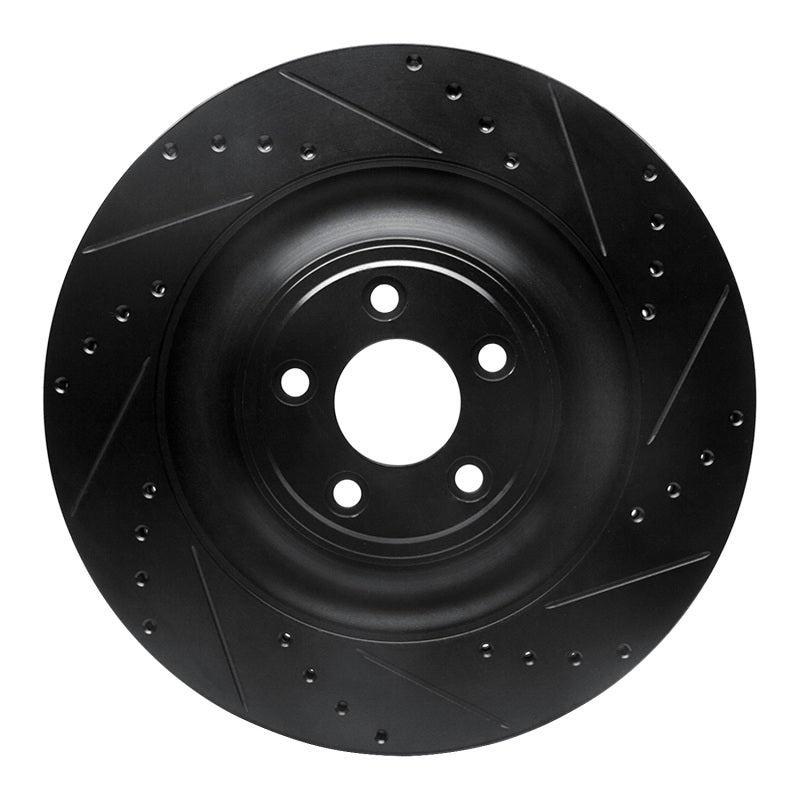R1 Concepts 10-24 Jaguar XFR-S Rear Right Drilled & Slotted Black Brake Rotor