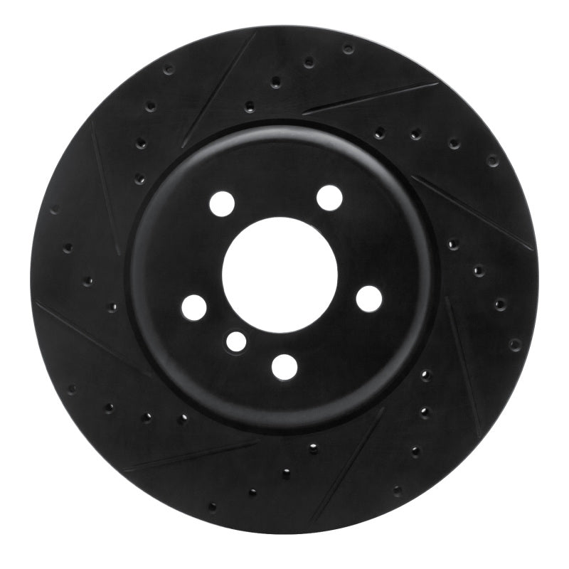 R1 Concepts 11-19 BMW 640I Gran Coupe Front Left Drilled & Slotted Black Brake Rotor