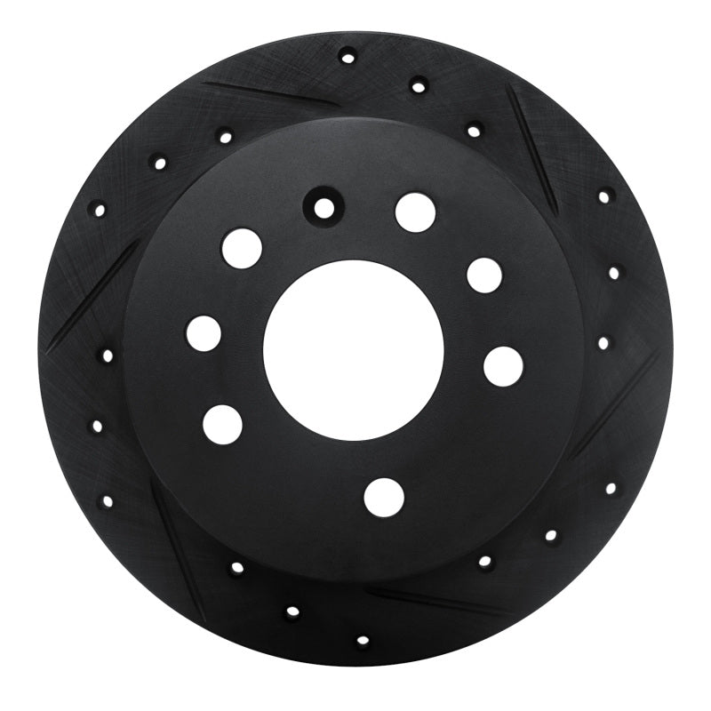 R1 Concepts 94-96 Saab 900 Rear Right Drilled & Slotted Black Brake Rotor