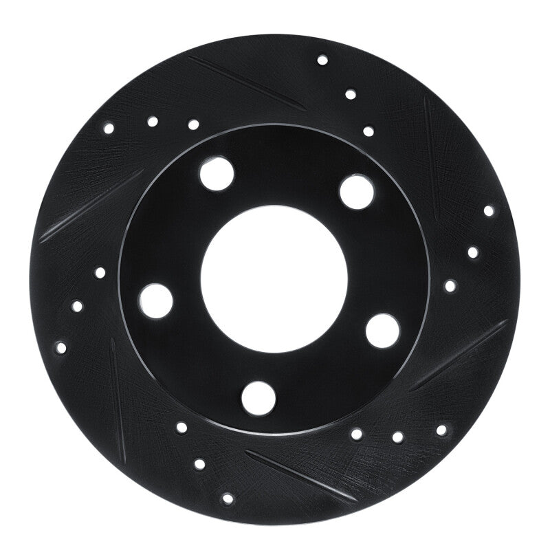 R1 Concepts 80-91 Audi 5000S Rear Right Drilled & Slotted Black Brake Rotor