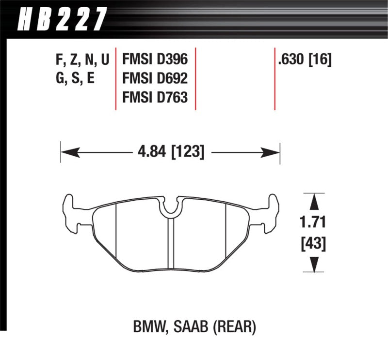 Hawk Performance 95-99 BMW M3 E36 HP+ Street Rear Brake Pads