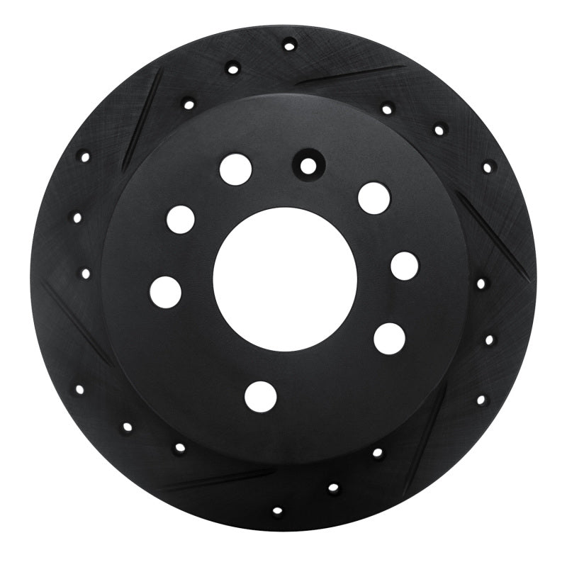 R1 Concepts 94-96 Saab 900 Rear Left Drilled & Slotted Black Brake Rotor