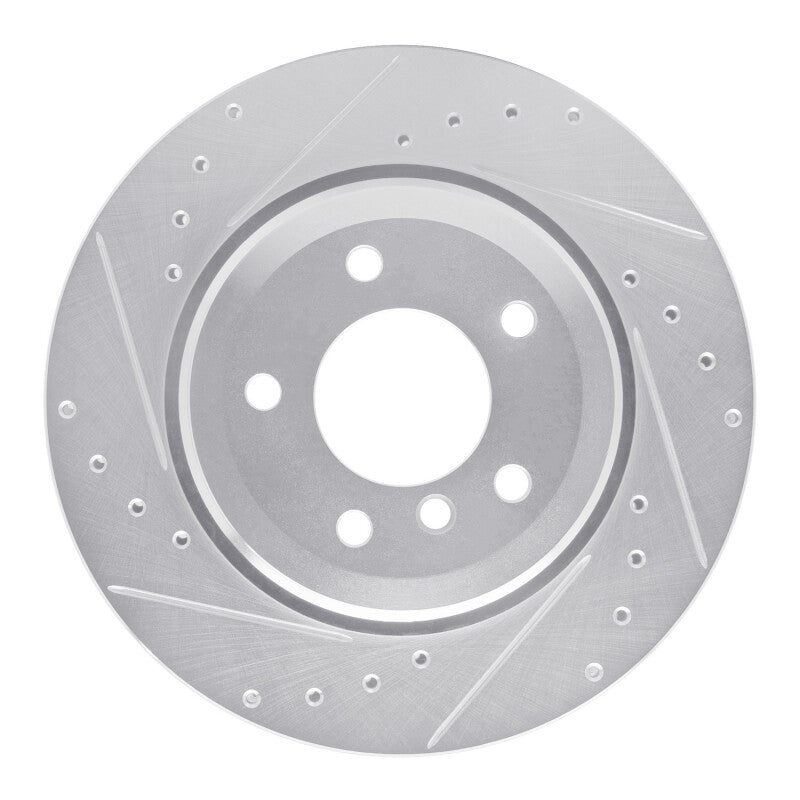R1 Concepts 01-06 BMW 330CI Rear Left Drilled & Slotted Silver Brake Rotor