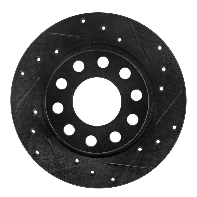 R1 Concepts 00-08 Audi A4 (USA/Canada) Rear Right Drilled & Slotted Black Brake Rotor