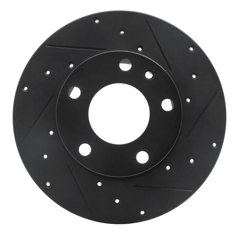 R1 Concepts 76-76 BMW 530I Front Right Drilled & Slotted Black Brake Rotor