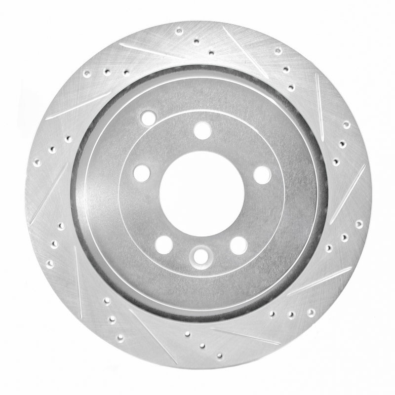 R1 Concepts 05-16 Land Rover LR4 Rear Right Drilled & Slotted Silver Brake Rotor