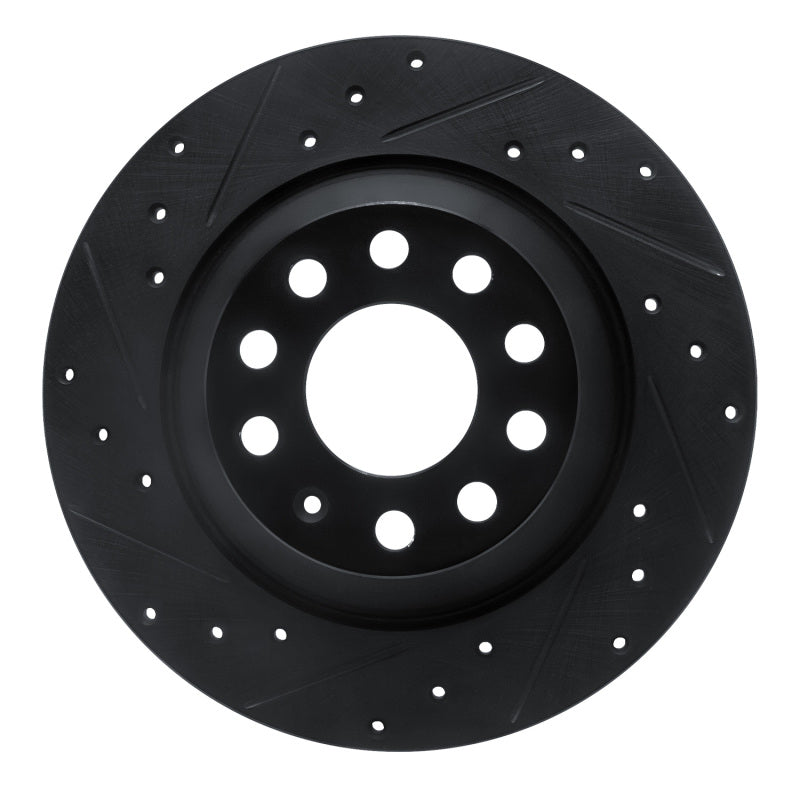R1 Concepts 05-11 Audi A6 Quattro Rear Left Drilled & Slotted Black Brake Rotor